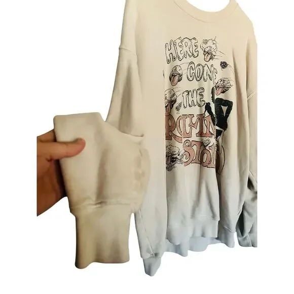 DAYDREAMER White Rolling Stones Here Comes The Stones Oversized Sweatshirt L - Picture 6 of 10